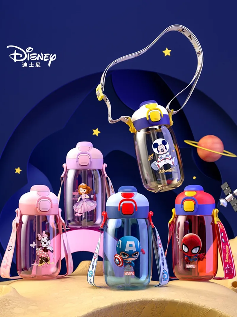 

Mickey water bottle MARVEL Spider-Man baby Feeding cup with Straw & Spout Outdoor Travel drink ware for children Sports cup