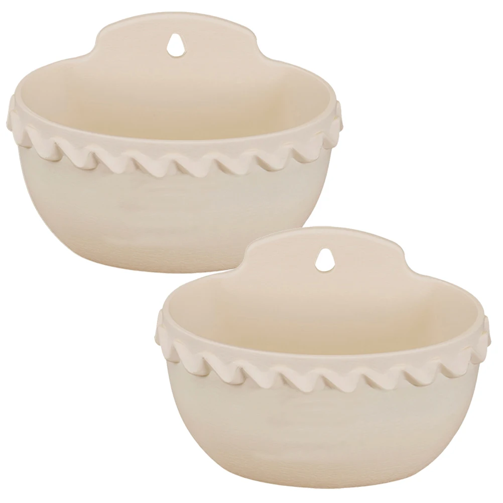 

2pcs Wall Hanging Flower Pot Plastic Planter Basket Pots Mount Indoor Plants Decoration Storage Eco Friendly Durable Safe Use