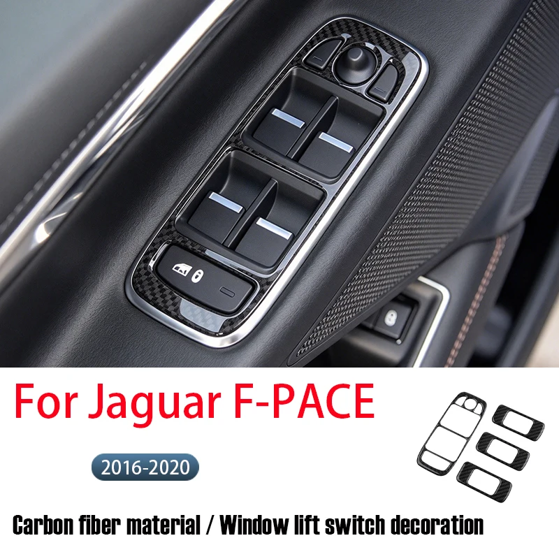 For Jaguar F-PACE 2016-2020 Soft Carbon Fiber Window Lift Switch Panel Decorative Stickers - Interior Protection Accessories