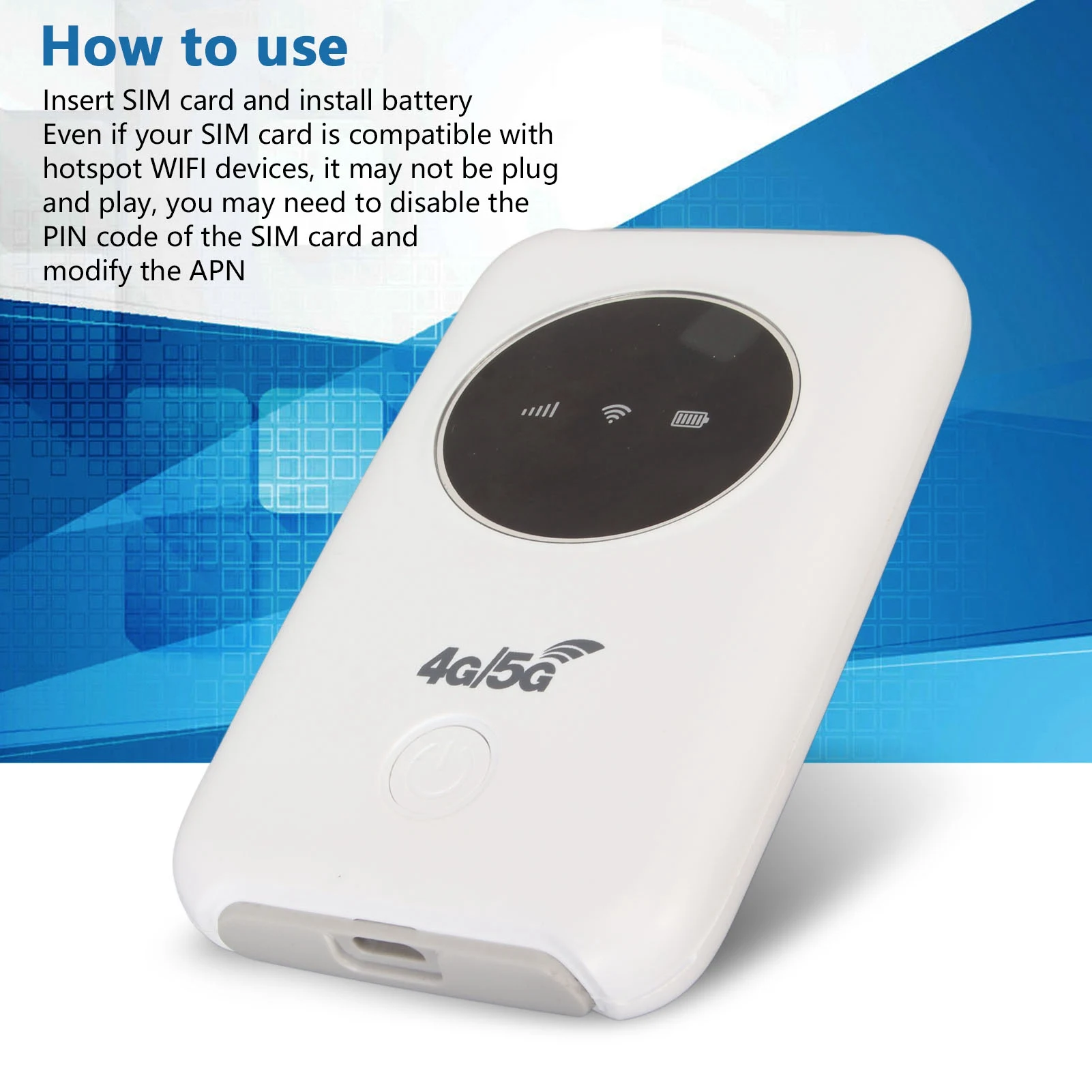 4G LTE USB WiFi Modem 300Mbps Unlocked 4G WiFi Micro SIM Card Slot Built in 3200MAh Wireless Portable WiFi Router