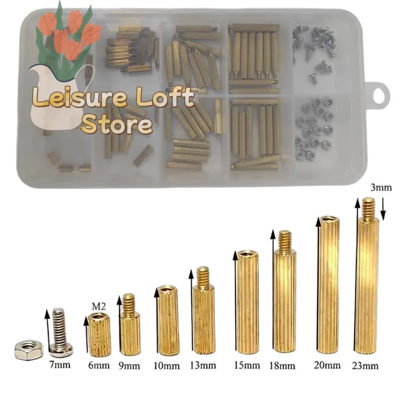 M2 Brass Nylon Standoff Kit 120Pcs with Screws Nuts Assortment for Small Electronic Device Repair Work