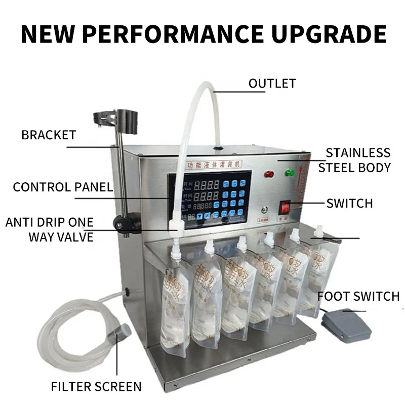 100Ml 200Ml Household Desktop Shampoo Tea Coffee Paste Beverage Nozzle Bag Plastic Sachet Semi Auto Quantitative Filling Machine