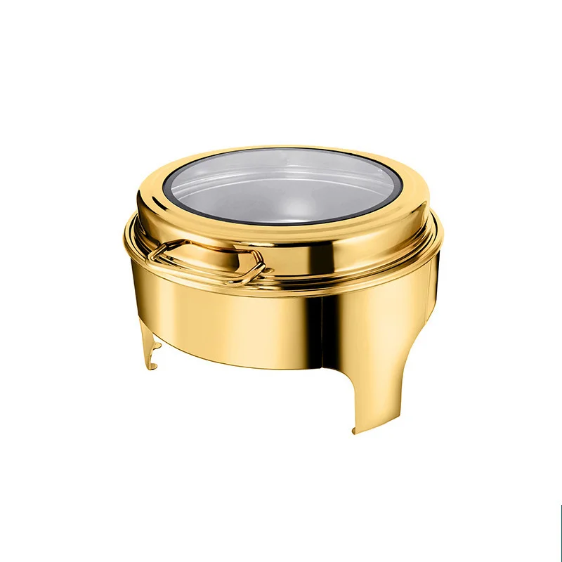 Restaurant Hotel Catering Equipment  Gold Chaffing Dish Round Chafing Dish Buffet Set with Glass Window
