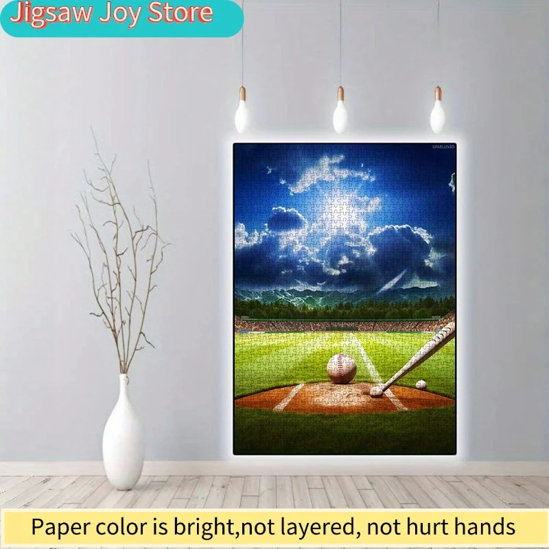 Rompecabezas de papel DIY de 1000 piezas, escena de estadio de béisbol, material de cartulina blanca de alta calidad, adecuado para juegos entre padres e hijos, en equipo