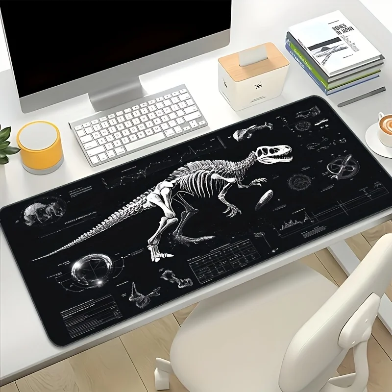 Dinosaur Skeleton Tech Desk Mat Extended XXL Gaming Mouse Pad Non-Slip Rubber Base for PC Workstation
