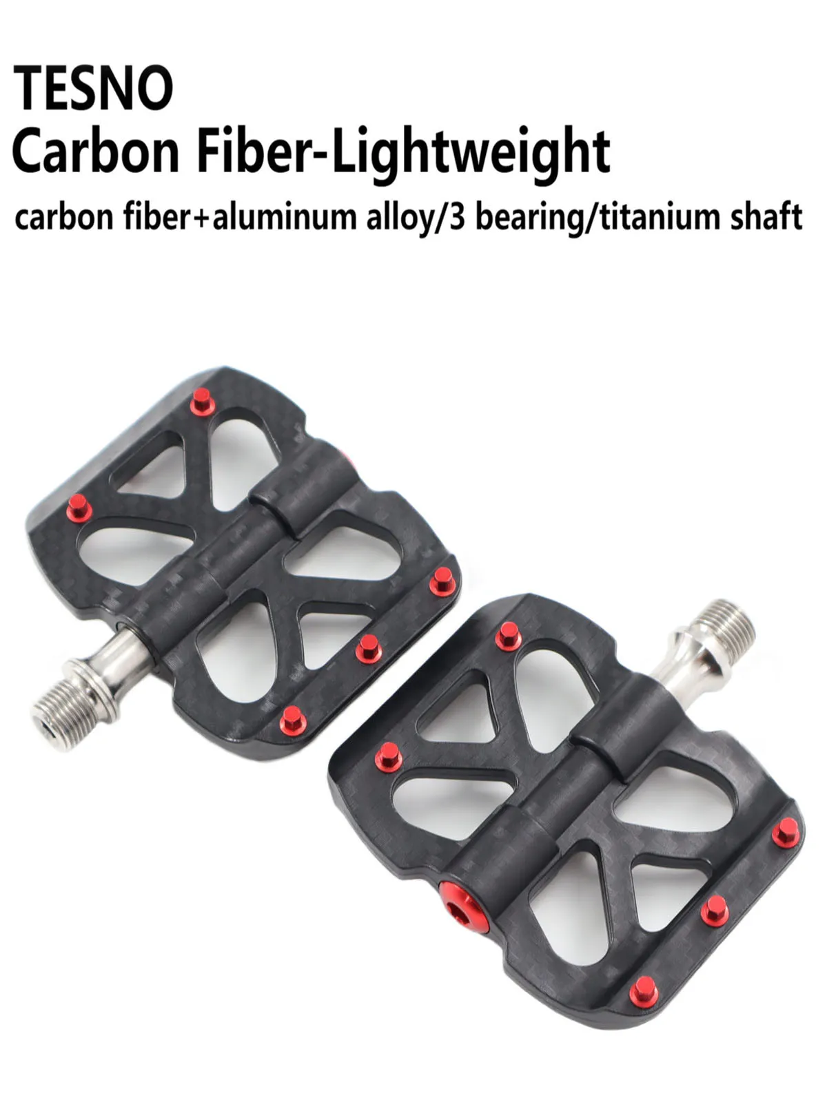AliExpress TESNO Ultralight Carbon Fiber Bicycle Pedals with 3 Bearings MTB Road Bike Pedals Titanium Non-Slip Quick Release 14mm Universal