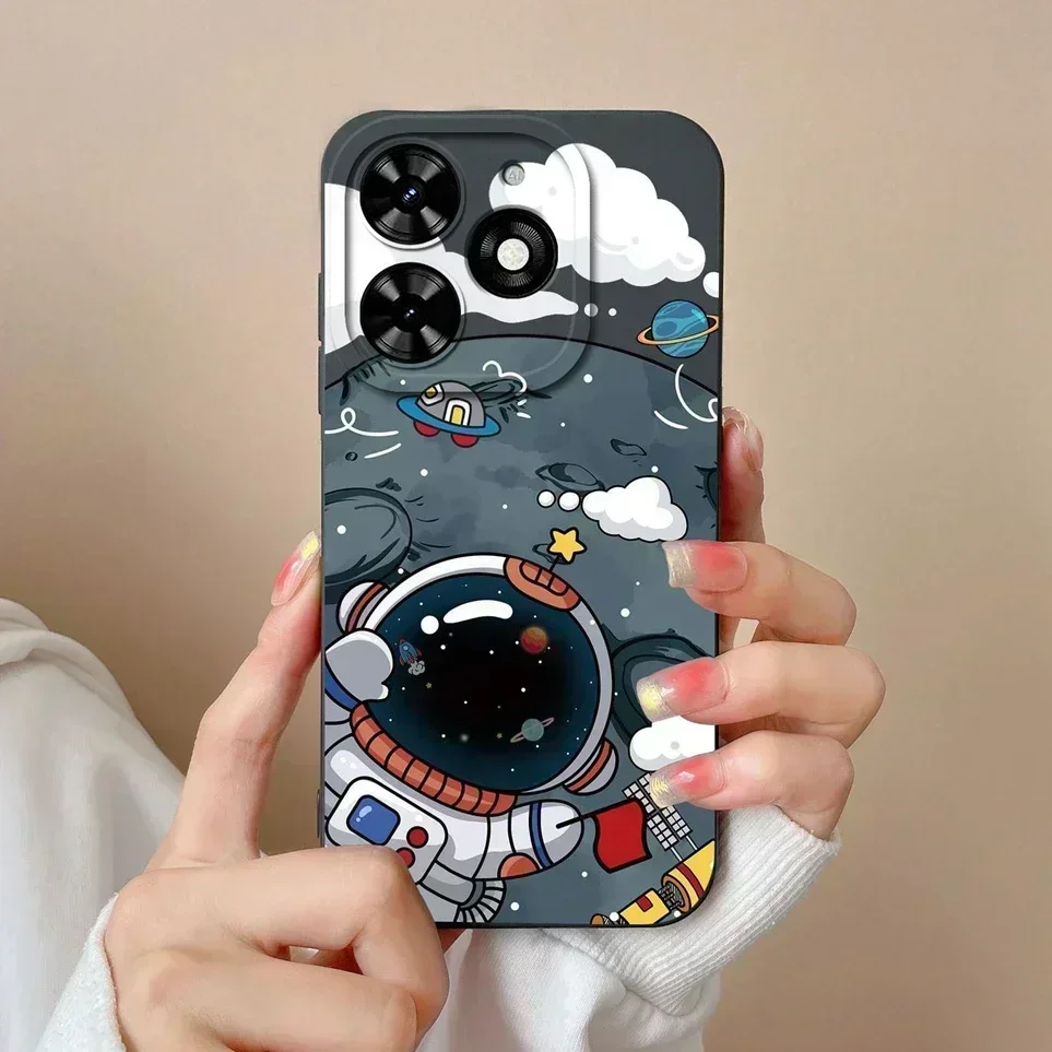 Coque For Tecno Spark Go 2024 Cartoon Space Astronaut Soft Silicone Back Cover Protective Funda For TecnoSpark Go2024 Phone Case