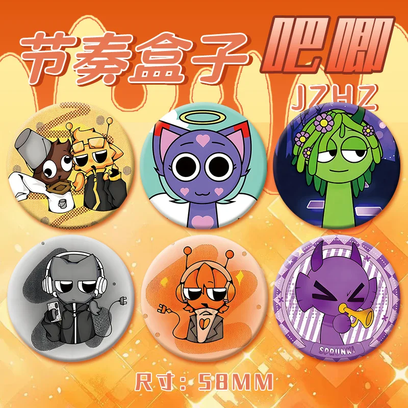 

58MM Game Sprunki Incredibox Pin Badges Button PinsBrooch Creative Funny Badge Backpack Gift For Schoolbag Decorations