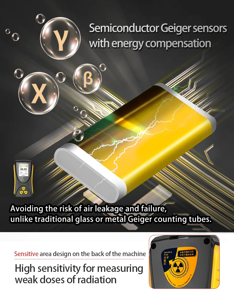 Aikesi Nuclear Radiation Detector HFS-10PRO Geiger Counter Portable Handled Radiation Monitor With LCD Display X Beta Gamma Ray