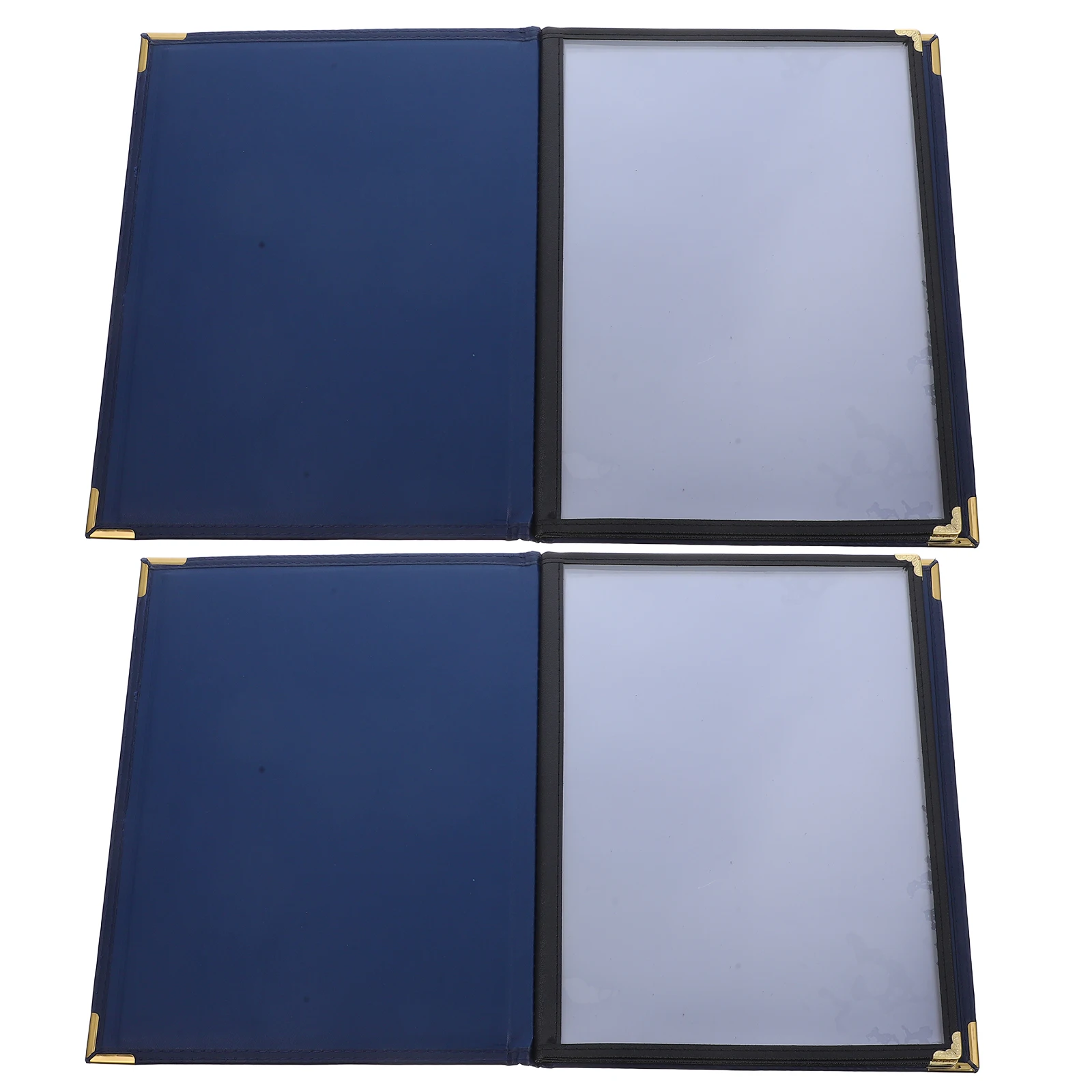 

2Pcs Restaurant Menu Holders Faux Stylish Transparent Sleeves Reusable Clear Menu Book Folder for Bar Cafe