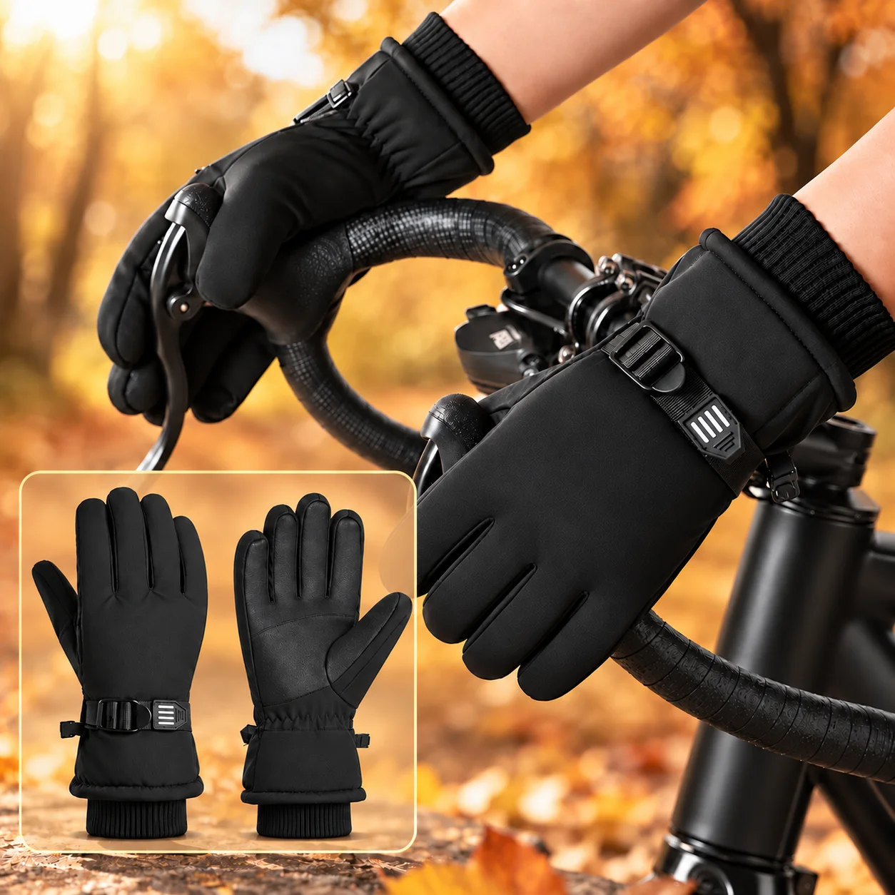 Winter Warm Gloves for Men and Women, Soft Fleece Lined Full Finger Outdoor Gloves, Water Resistant Fabric, Elastic Knit Cuffs,
