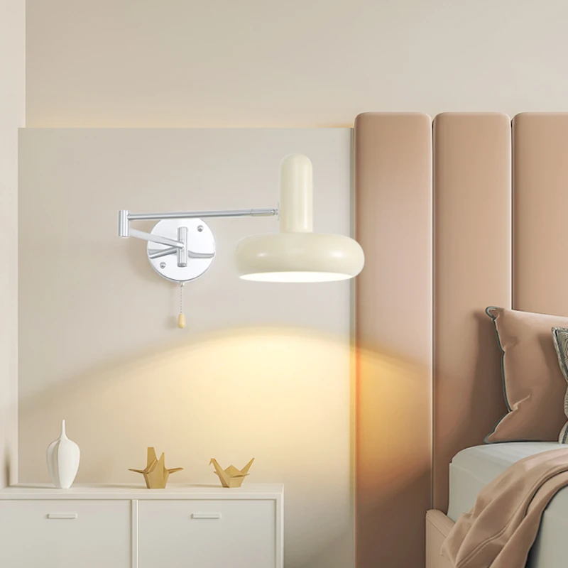 Lámpara LED de pared nórdica extensible y giratoria para dormitorio, mesita de noche, sala de estar, lámpara de pared deslizante, lámpara de lectura y trabajo