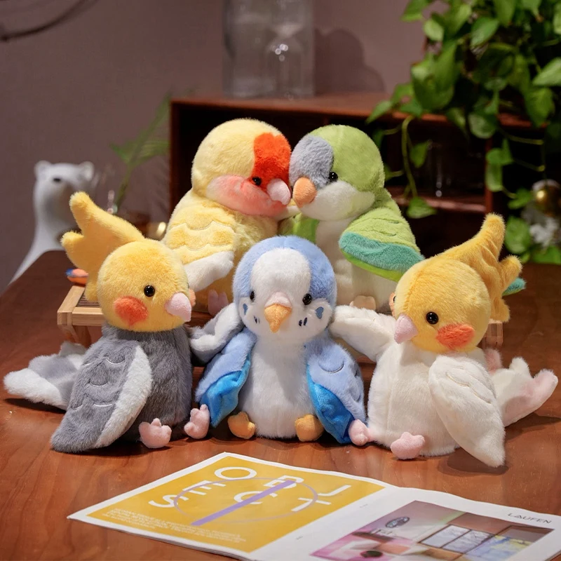 Bird Soft Stuffed Toy Doll Parrot Cosplay Plush Doll Educational Baby Toys Kawaii Cockatiel/Budgerigar/Monk Parakeet Hand Puppet