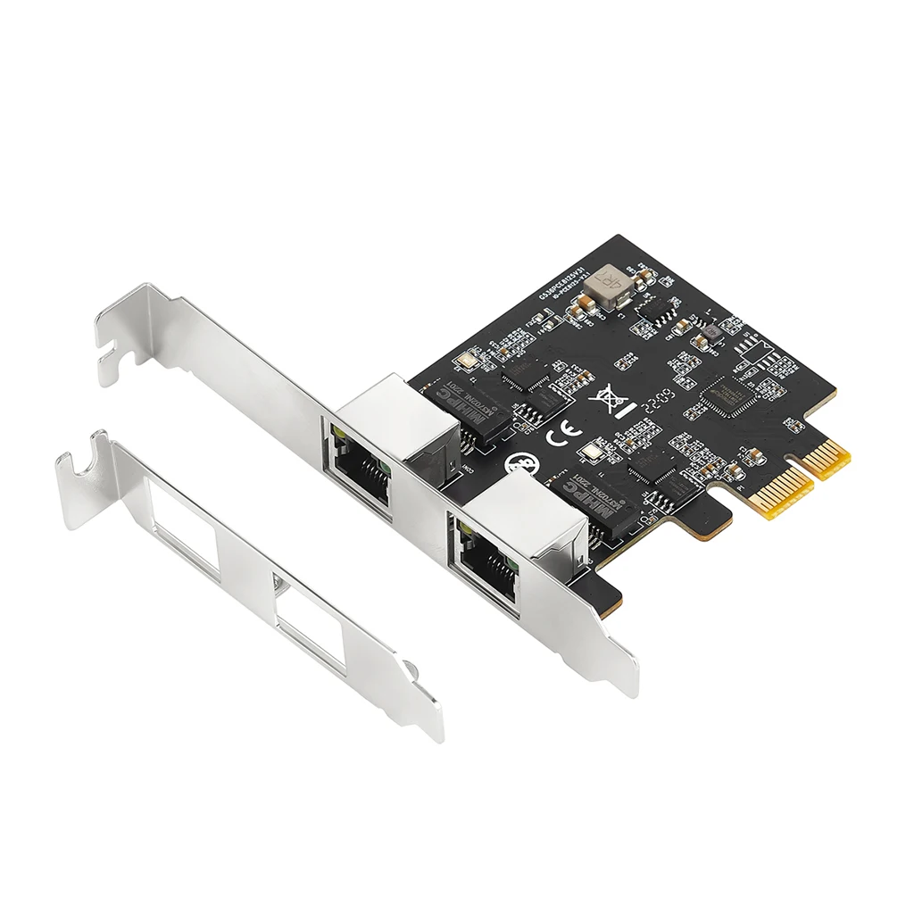 

2.5G Base-T Gigabit Network Adapter with 2 Ports 2500Mbps PCIe 2.5gb Ethernet Card RJ45 LAN Controller Card Pci-e