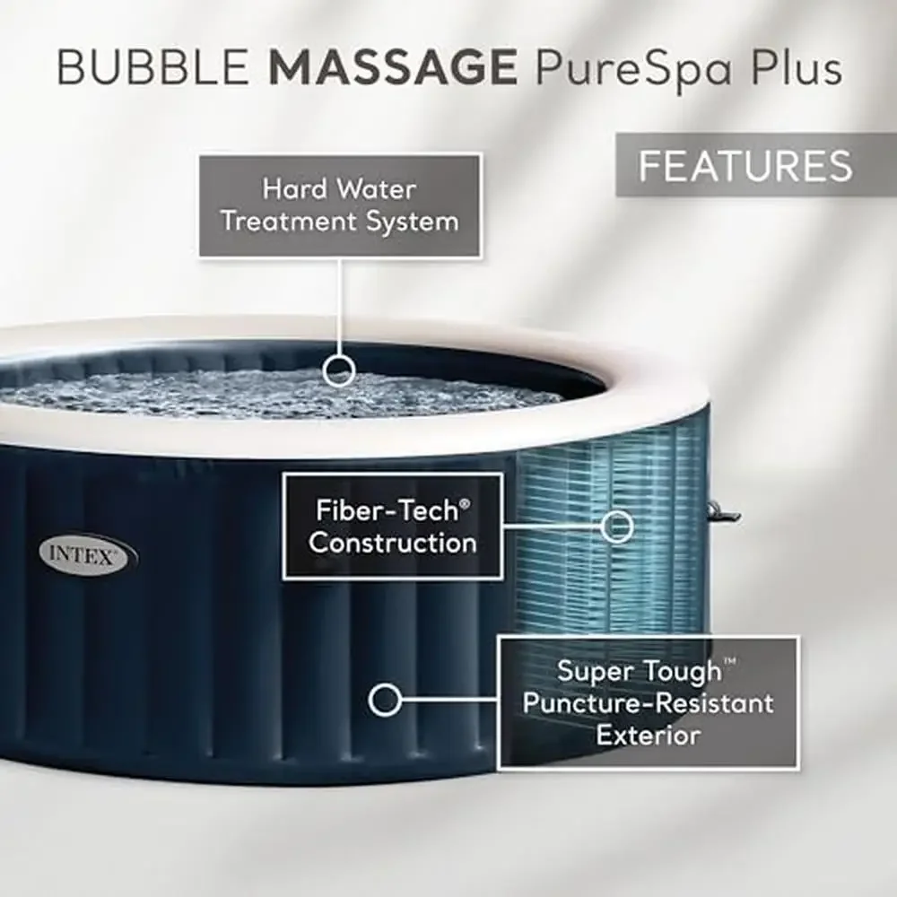 Bubble Massage Spa Set with Energy Efficient Cover Headrests LED Light Fiber-Tech Construction Hard Water Treatment Heated Air