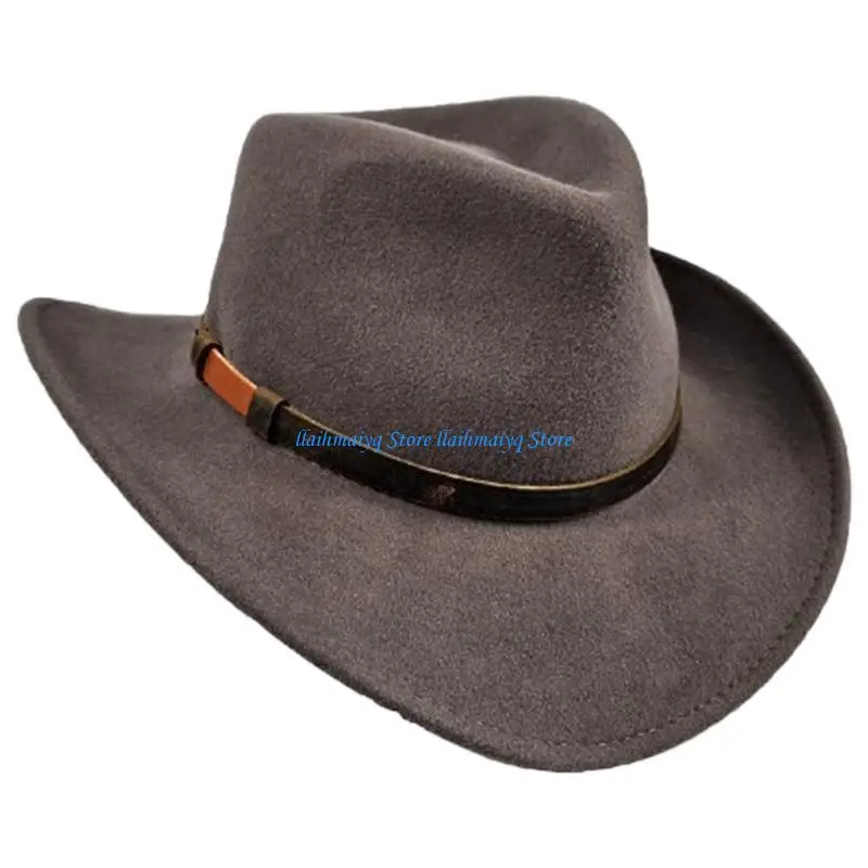 

573B Maillard Homburg Cowboy Costume Western Porkpie Hat for Outdoor Casual Wear