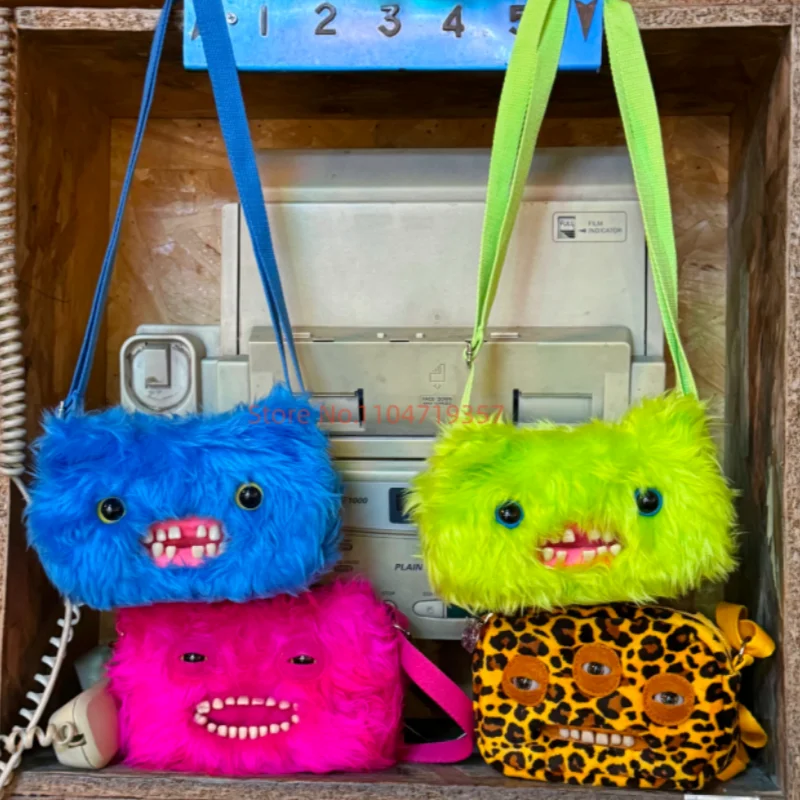 Oryginalna pluszowa torba na ramię Fuggler, szerokoogrzewiasta dziwaczyna, krzycząca brzydka potwora z dużymi zębami, duża głowa, torba crossbody, futrzany plecak, urocze zabawki, prezent.