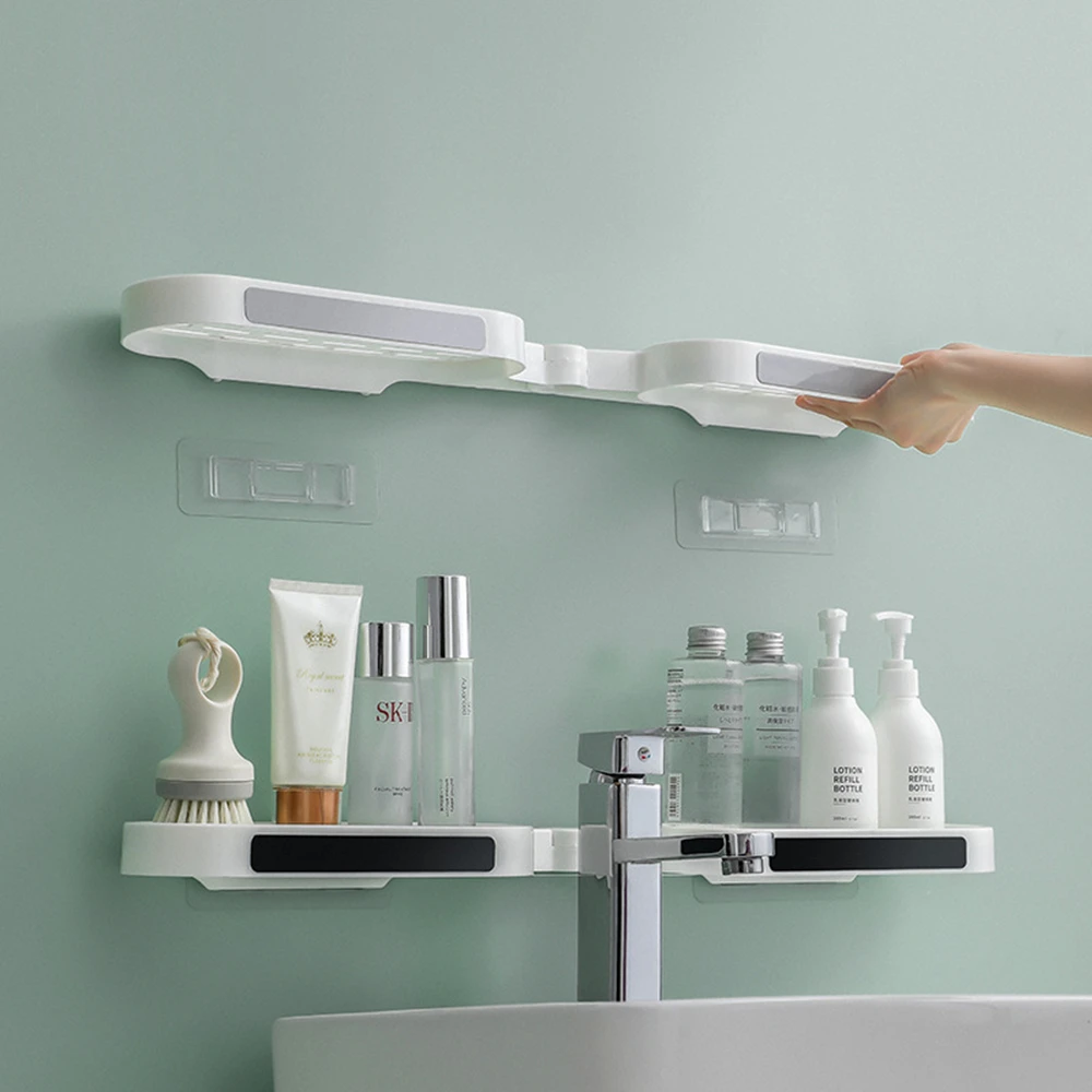 Bathroom Shelves Punch-free Revolving Rack Wall-mounted Corner Shelf Shower Storage Holder Kitchen Wall Storage Rack Organizer