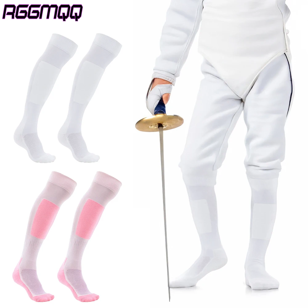 1 Paar Hochleistungs-Fechtsocken – kniehohe Kompressionssocken für Folie, Schaber, Degen – rutschfeste Sportsocken für Erwachsene und Jugendliche