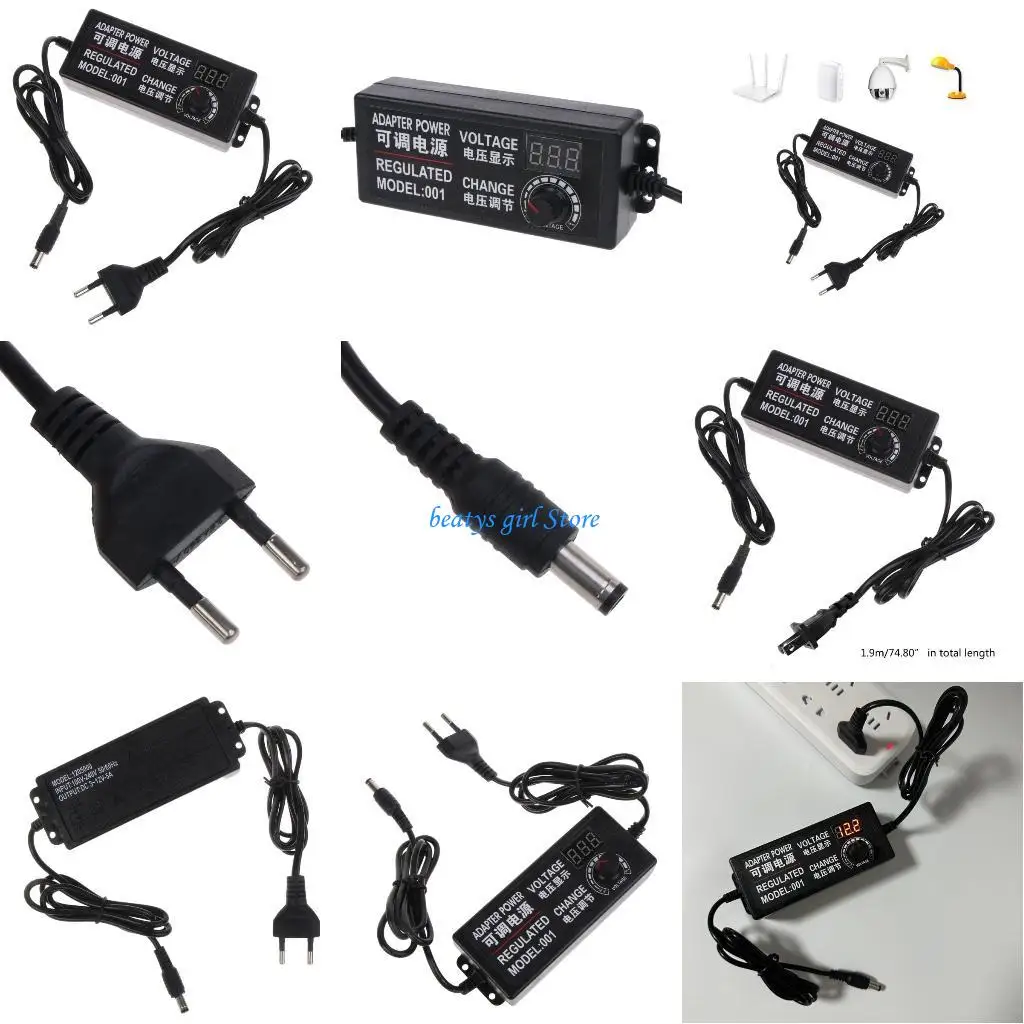 

C7AB Power Supply Adapter AC100-240V 50/60Hz to DC3V-12V 5A 60W for LED Strip Light