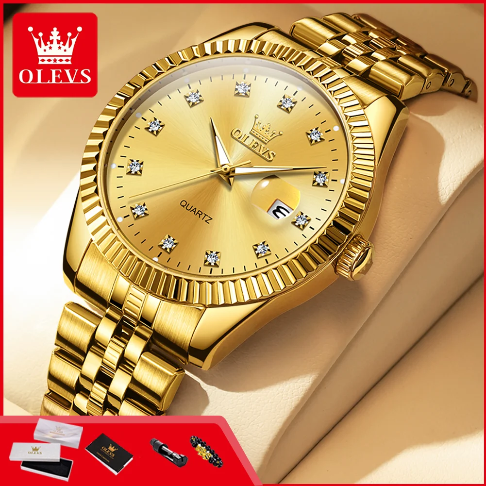 

OLEVS 5526 Luxury Men's Quartz Watch Original Waterproof Stainless Steel Date Display HD Luminous Business Men's Wristwatches