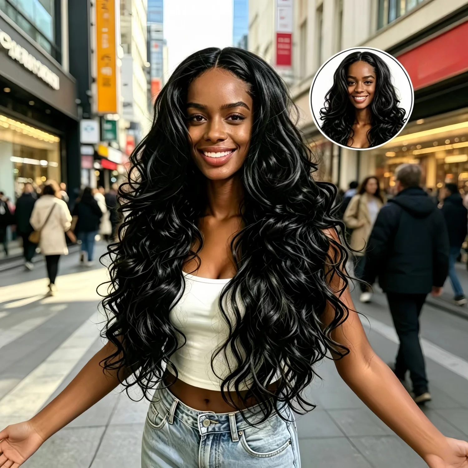 Long Wave Curly Black Synthetic Wig, Suitable for Birthday Parties, Heat-Resistant Fiber Materials, Role-Playing, Carnivals