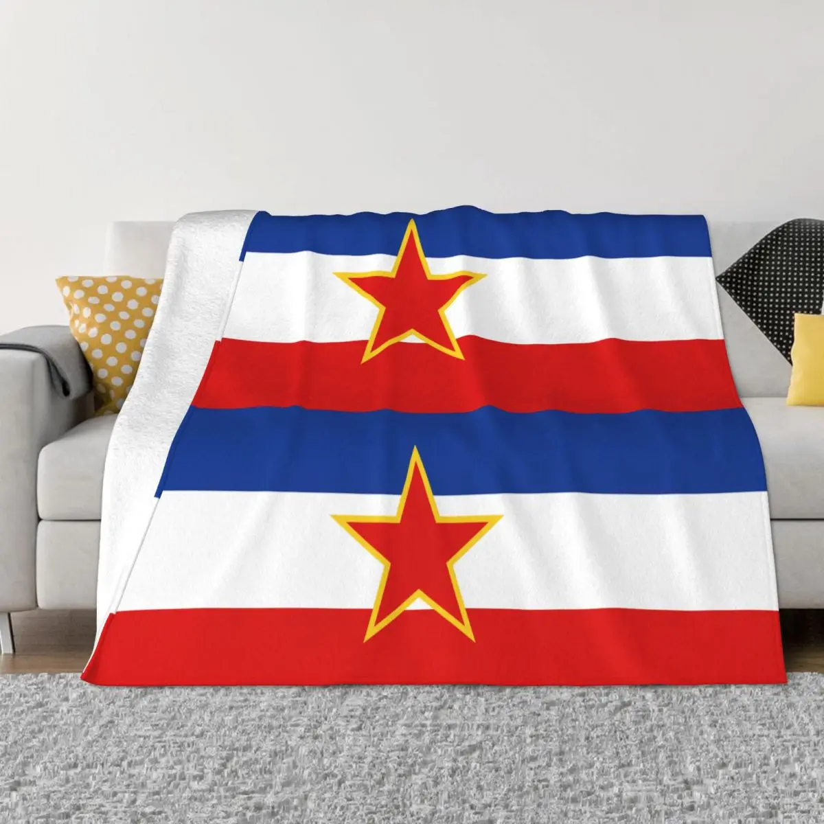 Yugoslavia Flag Blanket Fleece Soft Throw Blanket for Car Sofa Couch Bedspread