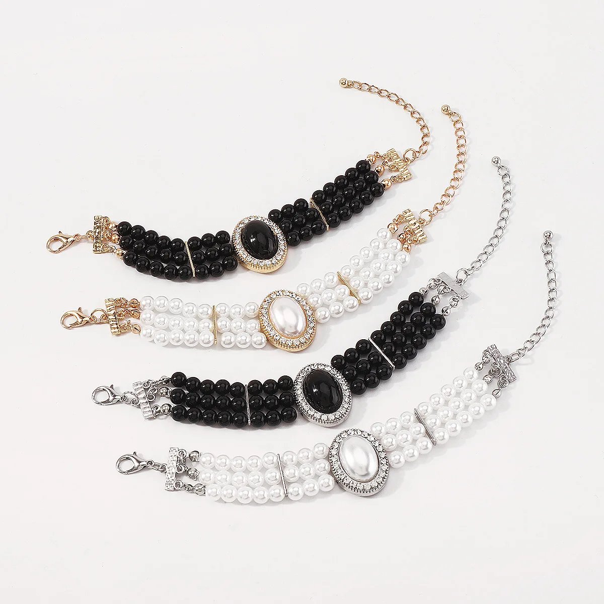 Multi-Layer Black Imitation Pearl Necklace Bead Chain Punk Ladies Wedding Short Clavicle Necklac Girl Charm Banquet Jewelry