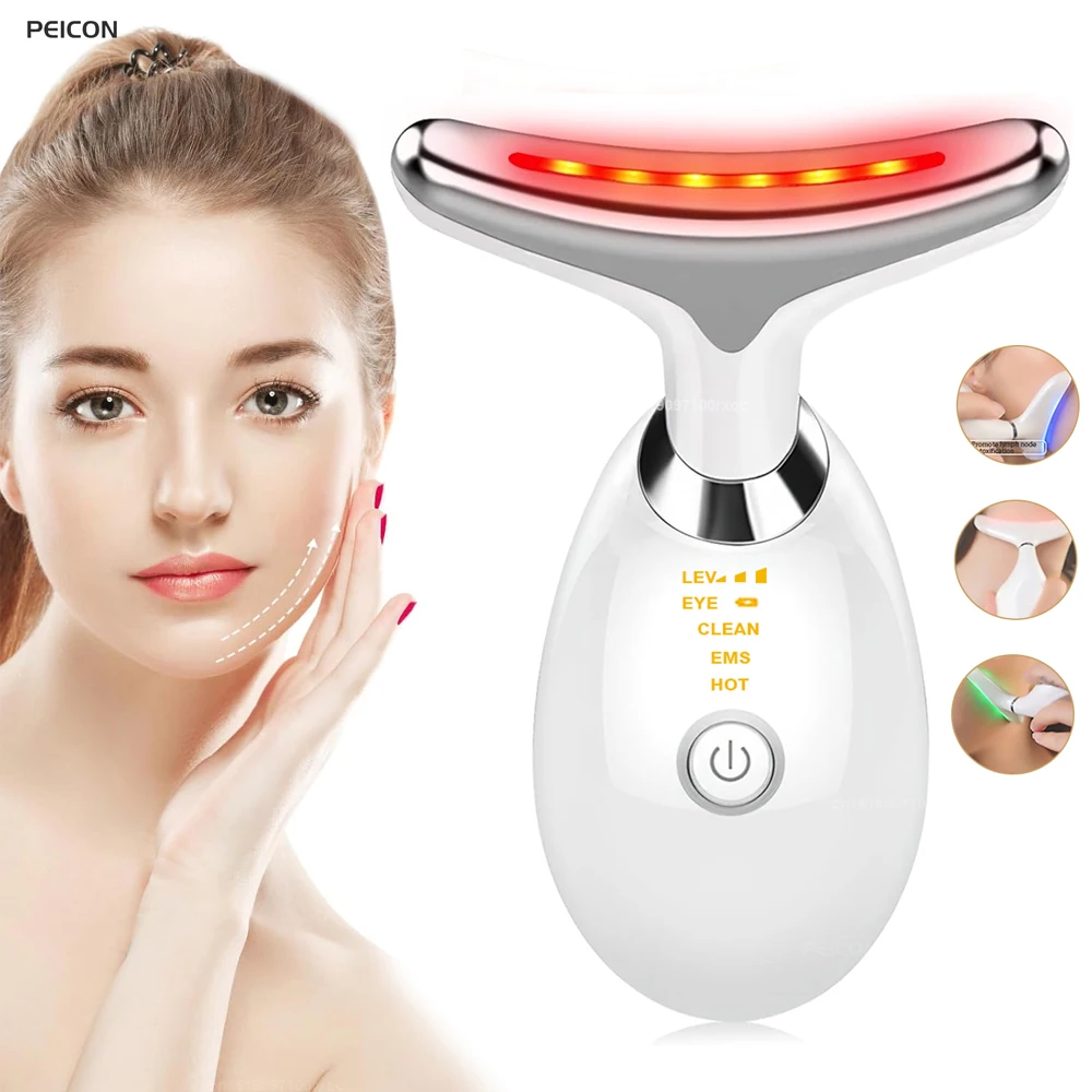 Facial Massagers Red Lights Therapy High Frequency Skin Care Massager for Neck Wrinkle Microcurrents Anti-aging Lifting Machine