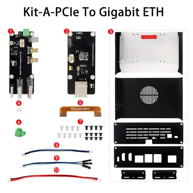 Imagem -06 - Raspberry pi Box Case Ki-a Pce para Rj45 Gigabit Ethernet Placa de Expansão Todas as Portas para pi Usb Lado Tipo-c Hdmi