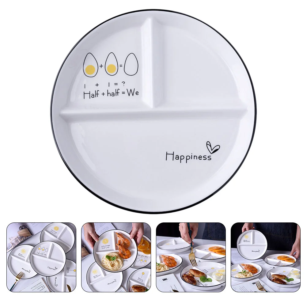 

Tray Three Compartment Serving Plate Divided Dish Container Dishe Household Tableware White Luncheon Toddler