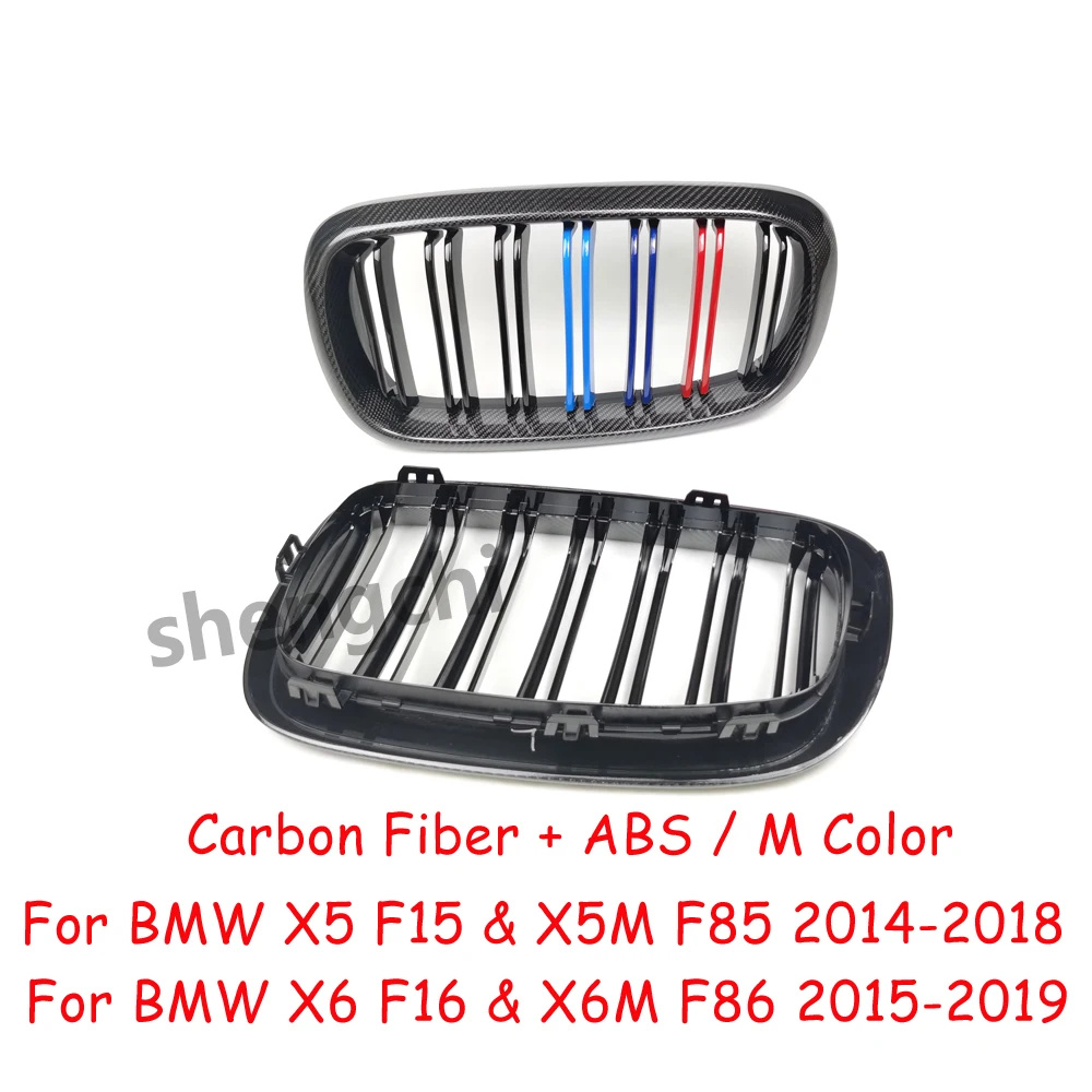 X5 X6 F15 F16 Carbon Fiber M Color Grille for BMW X5 F15 X6 F16 xDrive40i xDrive50i xDrive25d Front Bumper Grills 2015-2019