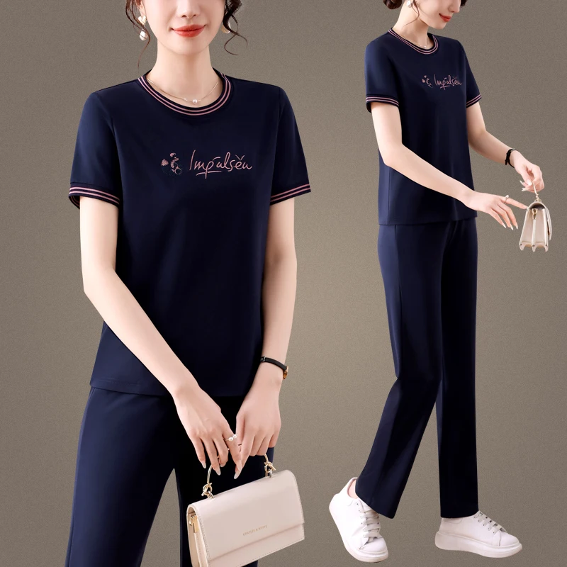 

Свободная футболка для похудения с коротким рукавом для женщин среднего возраста, летняя повседневная спортивная женская футболка с круглым вырезом из тонкого материала