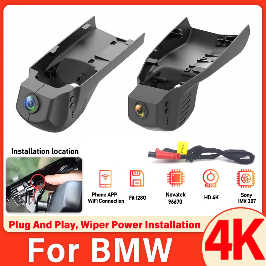 New 4K 2160P Car DVR Dash Cam Camera For BMW X3 F25 X5 F15 X1 F48 X4 X6 X7 M 1 3 5 7 Series F20 F30 F31 F32 F40 F10 UHD DashCam