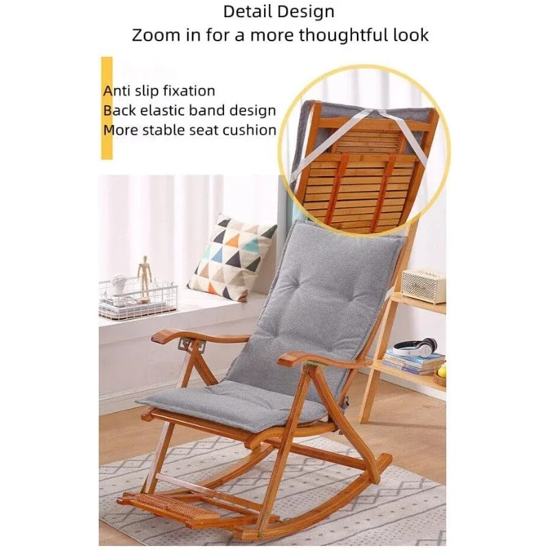 New 1pc Winter Warm Rocking Chair Cushion, Thick Cotton Seat and Back Cushion for Folding Lounge Chair, Recliner Lazy Chair Pad