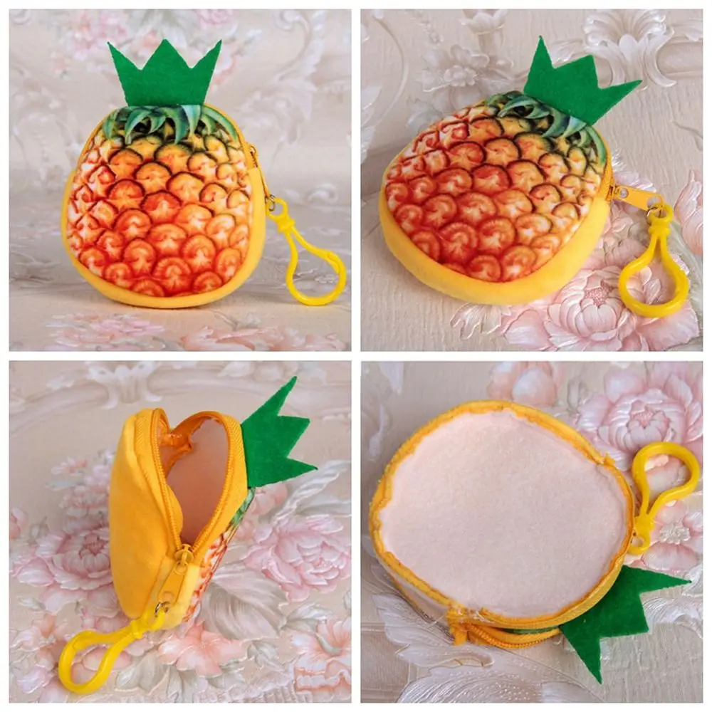 Mini melancia fruta Plush Coin Purse, titular do cartão, carteira dos desenhos animados, ao ar livre, pêssego, morango, morango, pelúcia