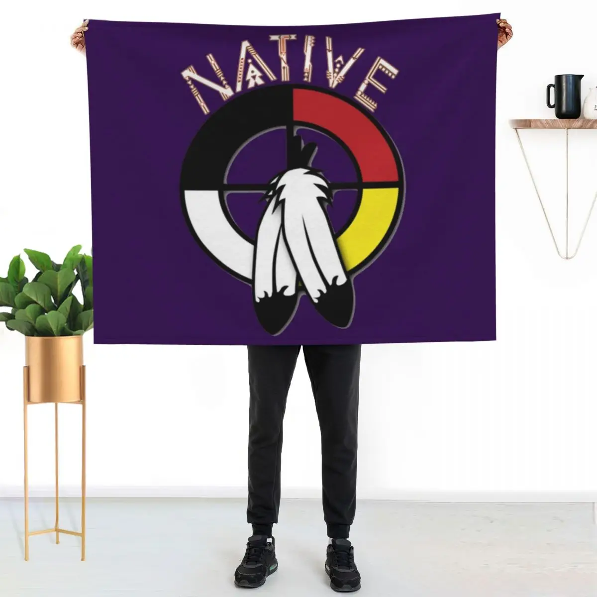 Native American - Medicine Wheel Throw Blanket Cozy Warm Blanket for Bed Room Decor