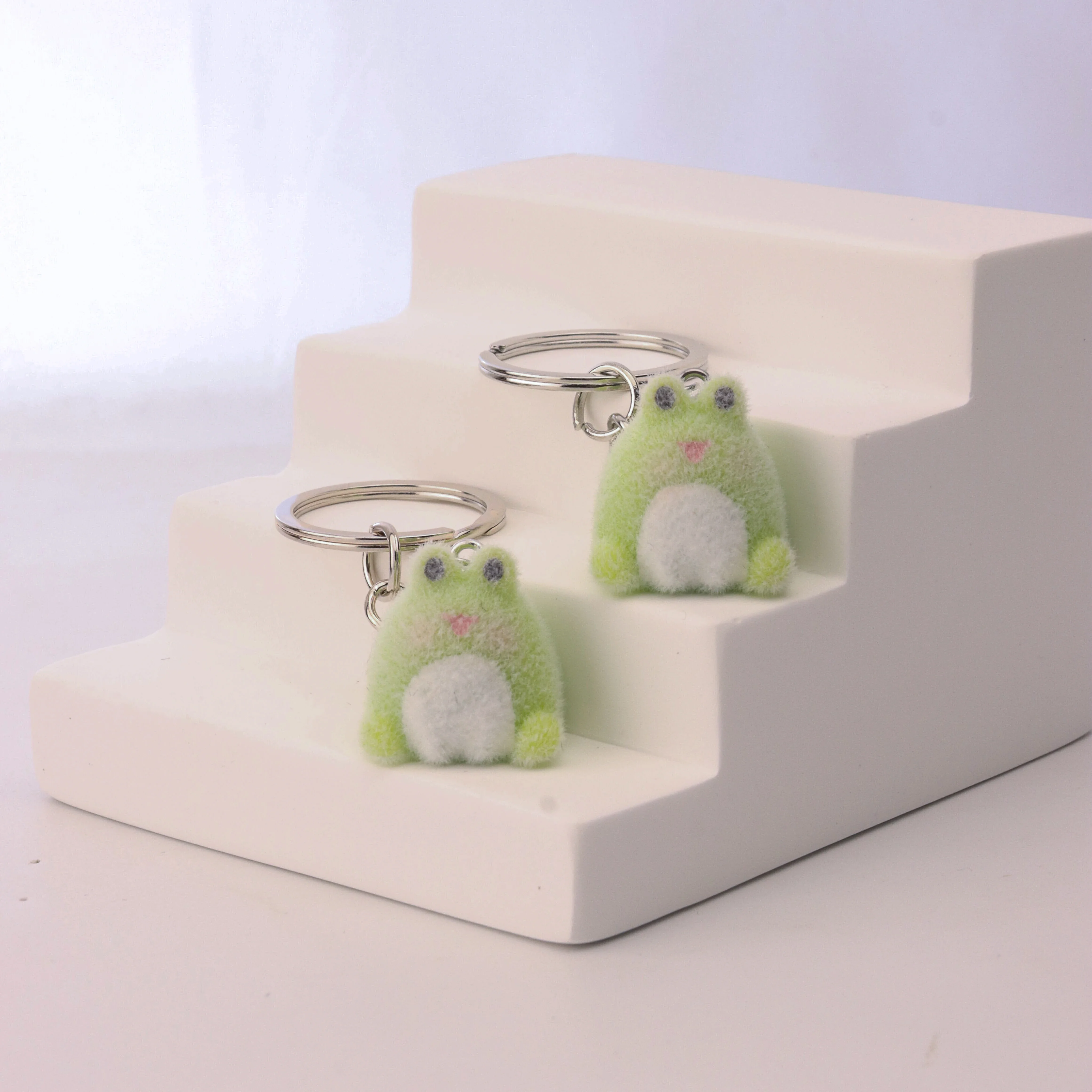 20 PCS 3D Flocking Cartoon Frog Charms Dolls Pendants  for Necklace Keychain Jewelry Making DIY Handmade Accessories Wholesale