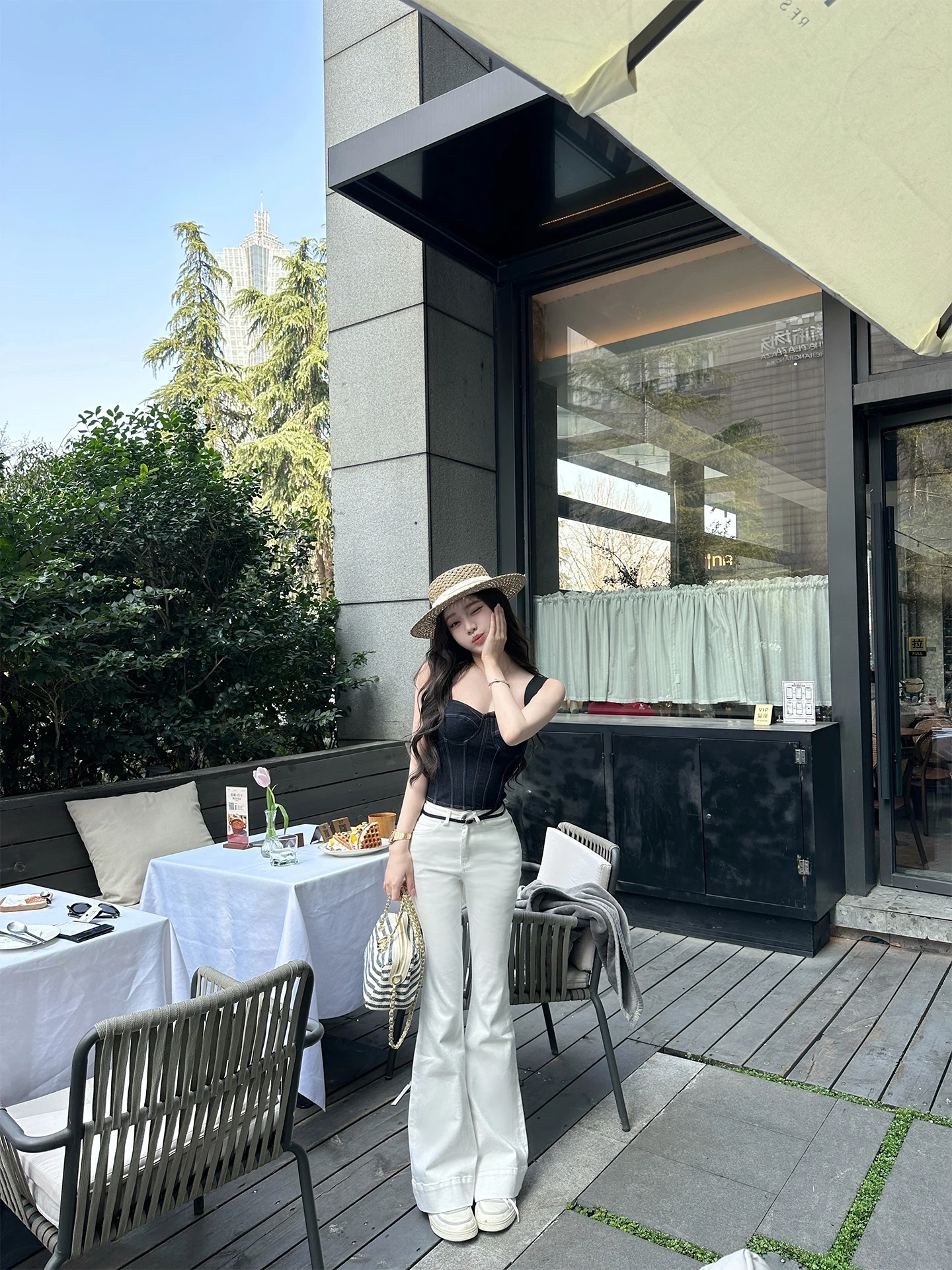 

Женские джинсы Cleanfit Style Slim Fit с эластичной микро-клешной вставкой, в стиле Mianchi, с естественной линией талии, из денима, на молнии