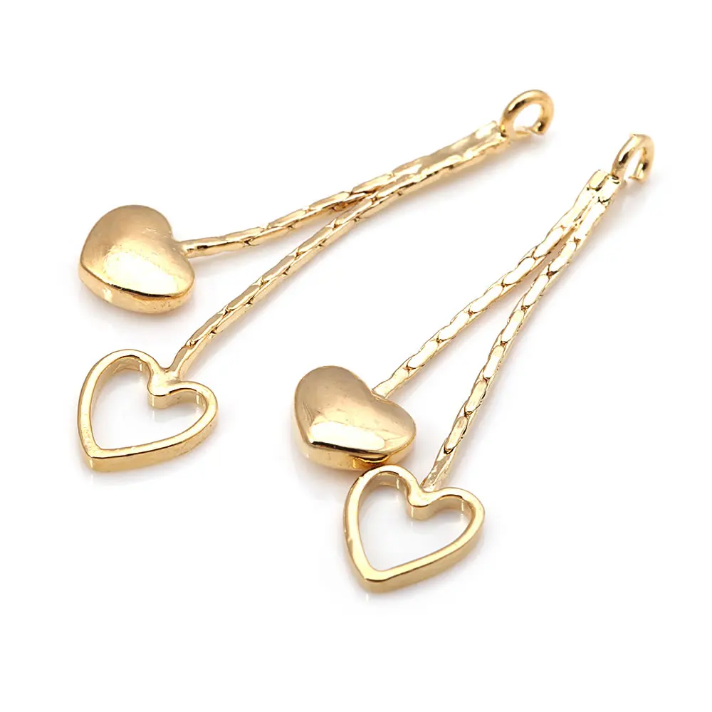 18K Gold Color Brass Heart Flower Star Chain Tassel Charms Earring Charms Jewelry Making Supplies Diy Findings Accessories