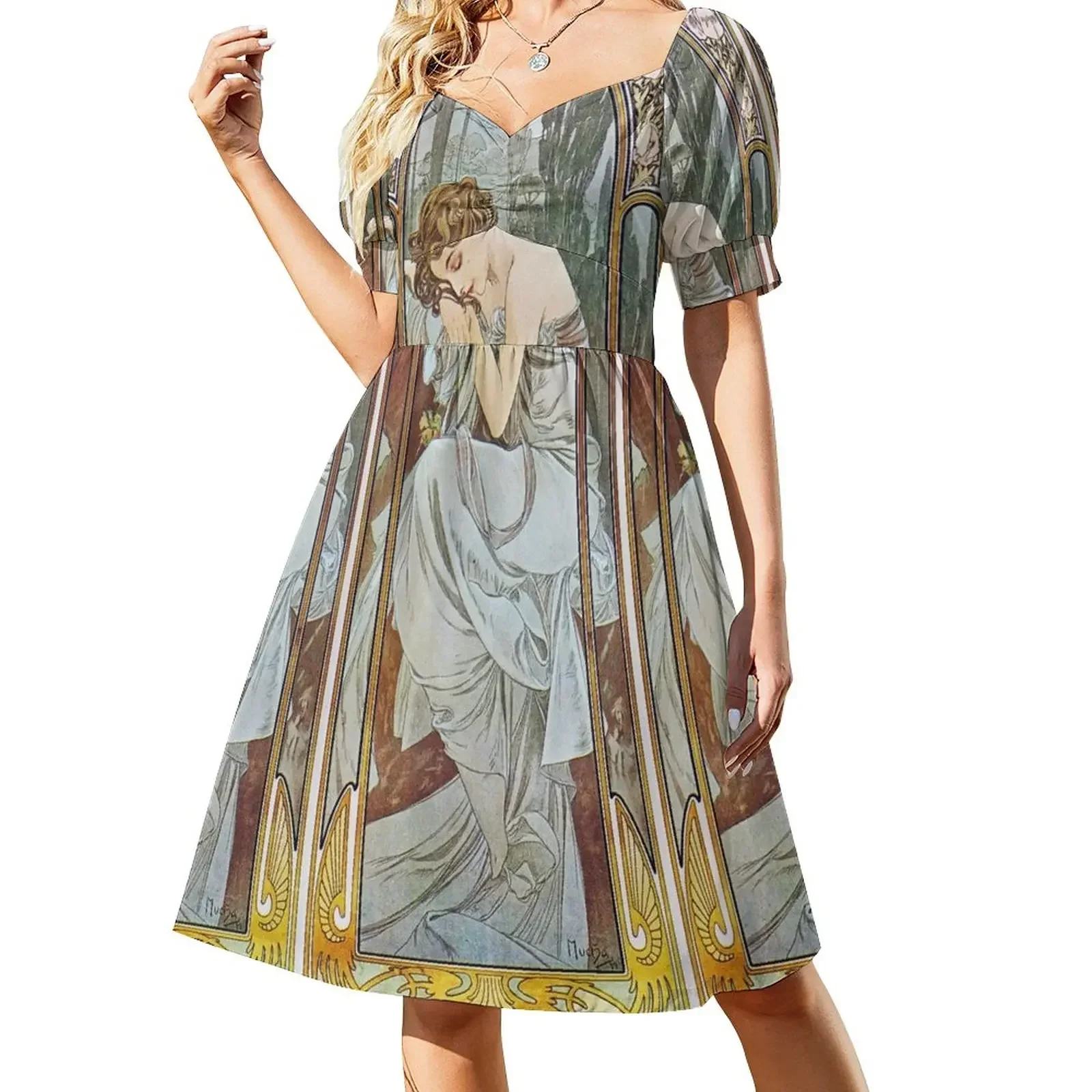 

Alphonse Mucha - Nocturnal Slumber Sleeveless Dress women's elegant loose dresses Woman clothing Dress