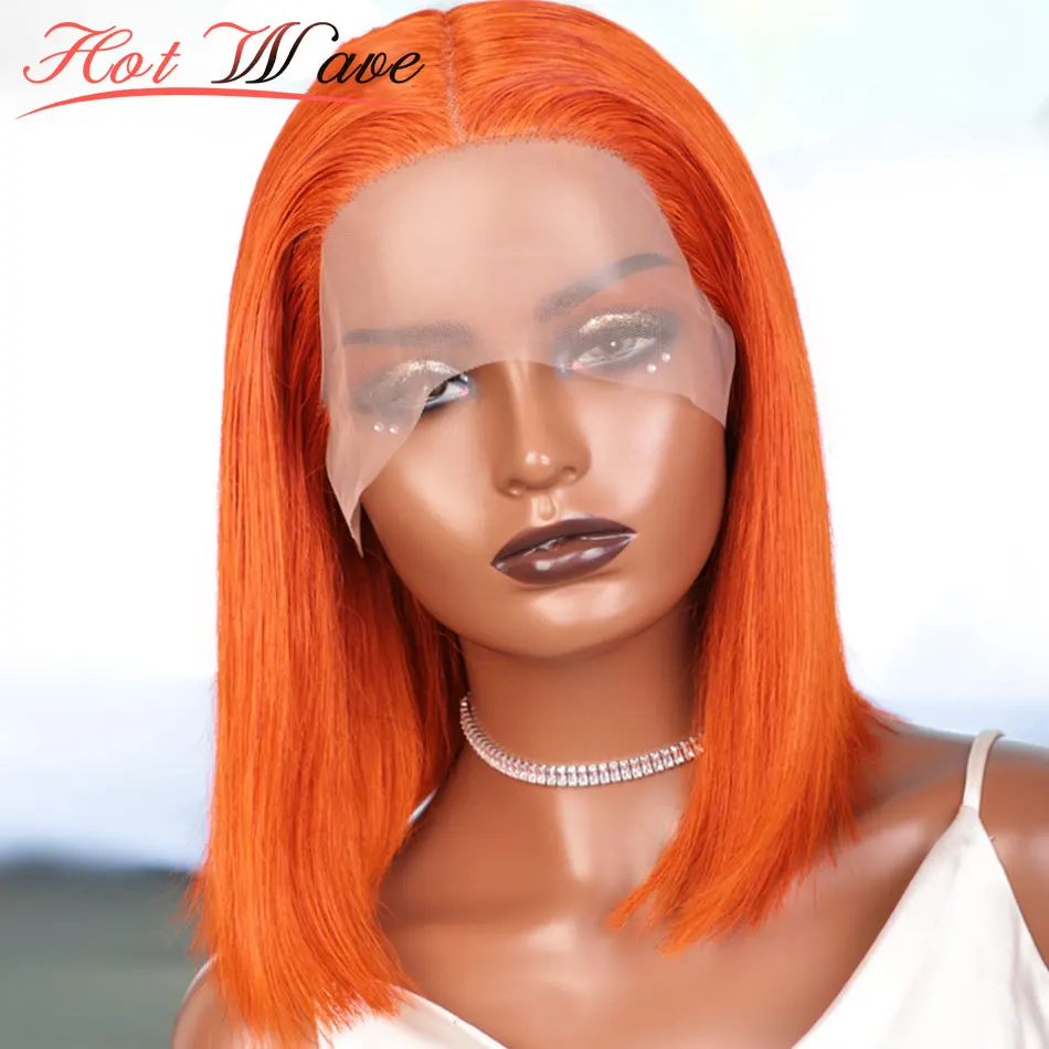 10Inch Ginger Bob T-part Lace Frontal Wig Lace Closure Colored Human Hair Wigs Short Bob Human Hair Wigs Pre Plucked