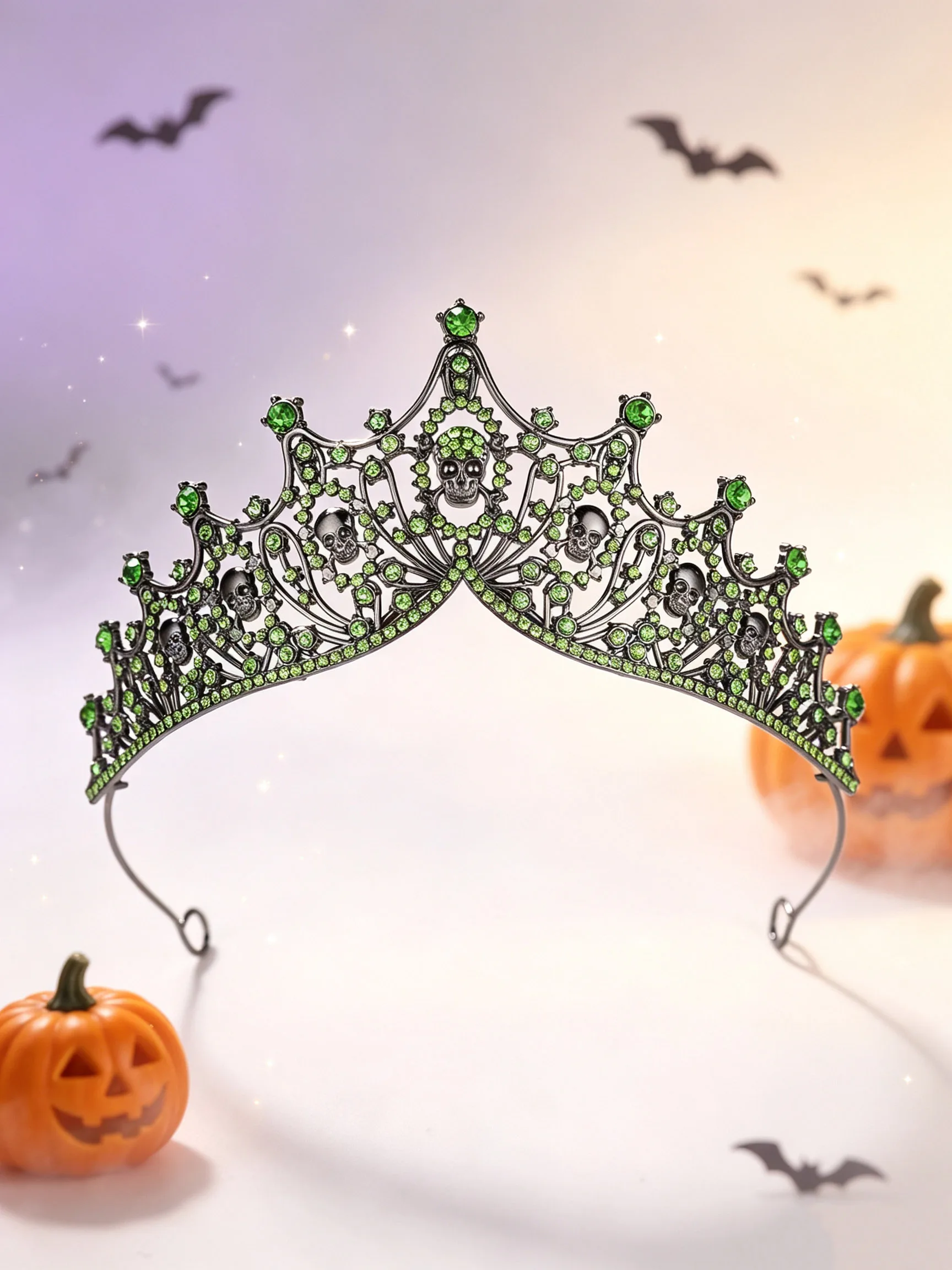 Halloween Skull Crown for Women, Multi-color Rhinestone Dark Crown, Party Cosplay Masquerade Ghost Bride Headpiece Hair Accessory image 5