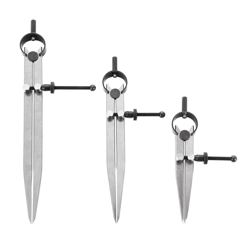 Diviseur d'aile à ressort verrouillable réglable, 3 pièces, pied à coulisse en acier au carbone de 4/6/8 pouces, outil de mesure, boussole en cuir-AA70