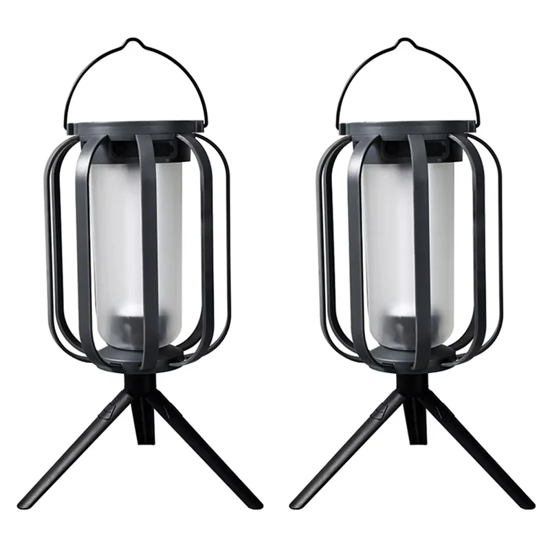 ABZL Cintilação Auto On/Off 2PCS Lanterna Solar Sem Chama com Base - 4 Modos de Ajuste Via USB-C Carregamento Solar