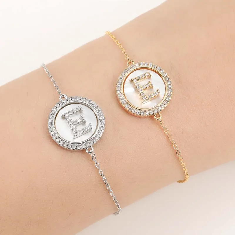 Distinctive Bracelet HADIYANA Initial Lette E High Quaity For Women Luxury SL3599-C-BK-5  Best Gift For Friends