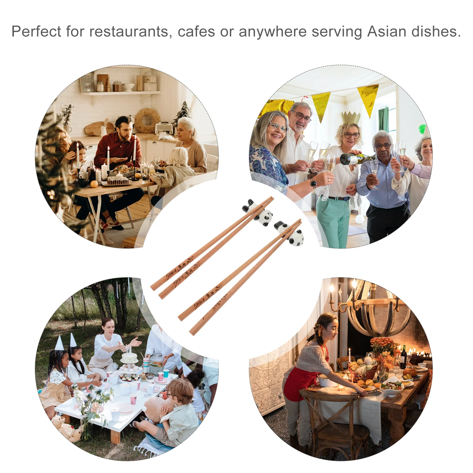 

1Set Decorative Wooden Chopstick Set Panda Pattern Reusable Chopsticks Chopstick Rest Clean Elegant Dining Camping Travel