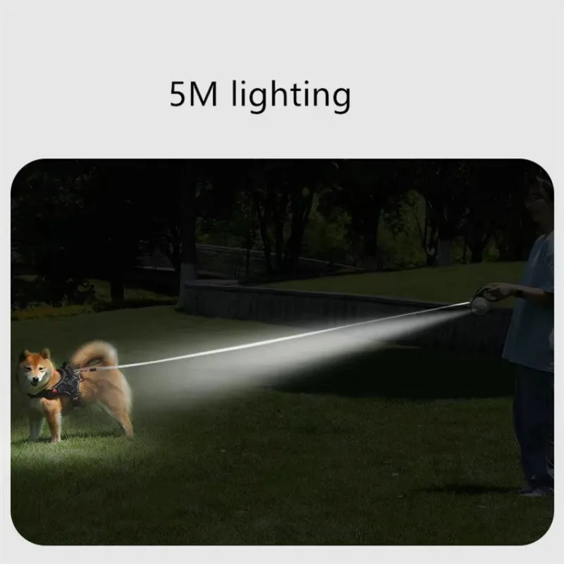 8M Retractable Dog Leash Heavy Duty LED Flashlight Pet Walking Lead for Large Dogs Outdoor - view 6