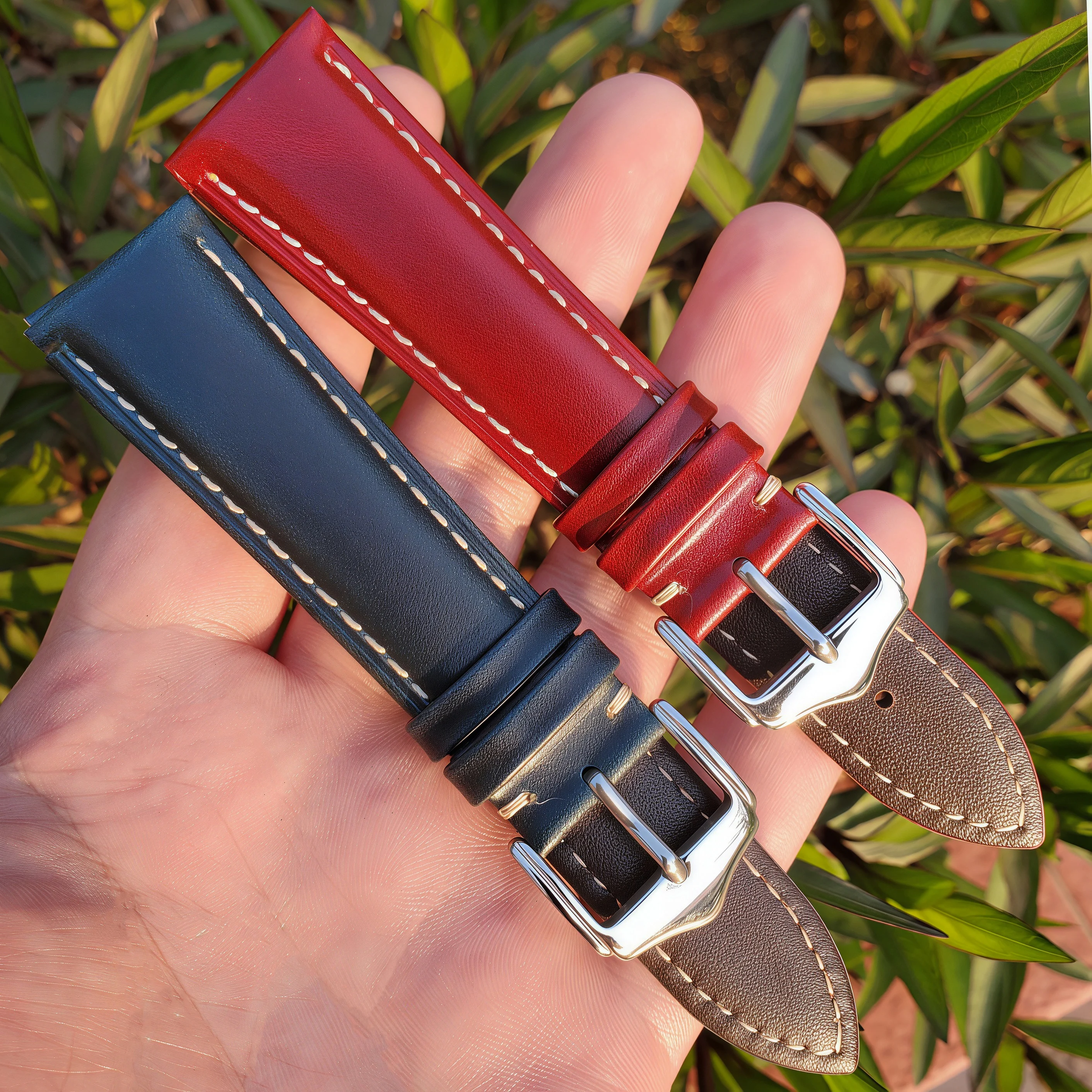 Vintage Oil Wax Genuine Leather Watch Band 18mm 20mm 22mm 24mm Smooth Cowhide Strap Double Push Clasp Men Women