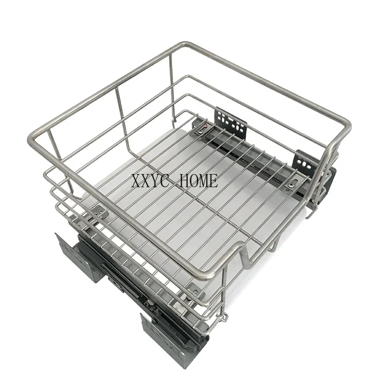 

Kitchen 304 Stainless Steel Customized Shallow Cabinet Storage Drawer Basket Open Door Drawer Size Storage Rack